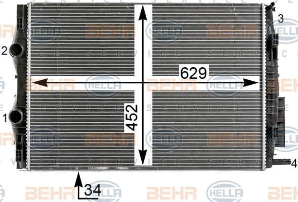 Hella 8MK 376 700-404 радиатор, охлаждение двигателя на RENAULT MEGANE II седан (LM0/1_)