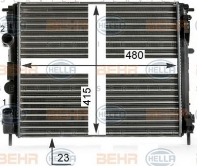 Hella 8MK 376 700-581 радиатор, охлаждение двигателя на RENAULT KANGOO (KC0/1_)