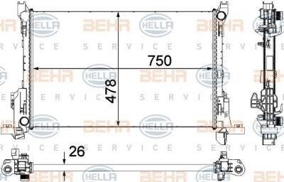 Hella 8MK 376 701-591 радиатор, охлаждение двигателя на OPEL VIVARO Combi