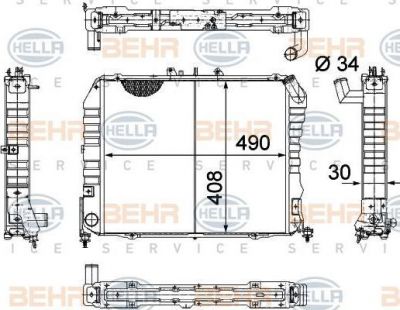 Hella 8MK 376 705-701 радиатор, охлаждение двигателя на TOYOTA HIACE IV автобус (LH1_)