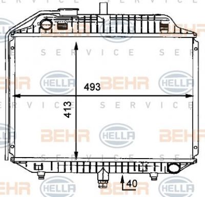 Hella 8MK 376 712-411 радиатор, охлаждение двигателя на MERCEDES-BENZ 100 автобус (631)