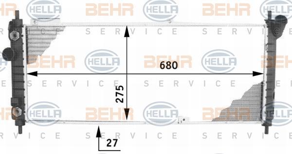 Hella 8MK 376 713-591 радиатор, охлаждение двигателя на OPEL CORSA B (73_, 78_, 79_)