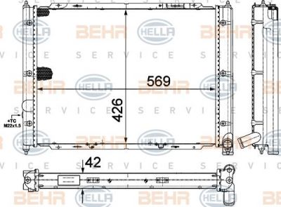 Hella 8MK 376 713-631 радиатор, охлаждение двигателя на VW TRANSPORTER III автобус