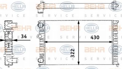 Hella 8MK 376 713-741 радиатор, охлаждение двигателя на VW GOLF III (1H1)