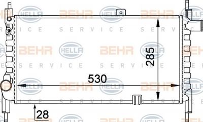 Hella 8MK 376 714-281 радиатор, охлаждение двигателя на OPEL KADETT E Наклонная задняя часть (33_, 34_, 43_, 44_)