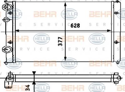 Hella 8MK 376 714-444 радиатор, охлаждение двигателя на VW CADDY II фургон (9K9A)