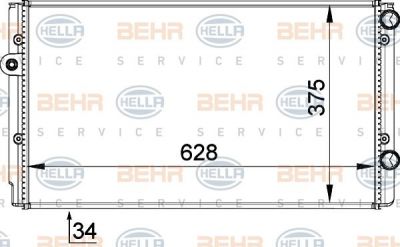 Hella 8MK 376 714-491 радиатор, охлаждение двигателя на VW GOLF III (1H1)