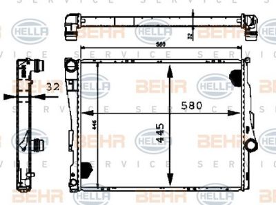 Hella 8MK 376 716-244 радиатор, охлаждение двигателя на Z4 (E85)