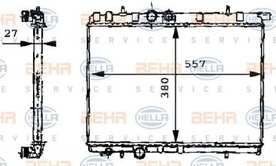 Hella 8MK 376 717-531 радиатор, охлаждение двигателя на PEUGEOT 206 SW (2E/K)