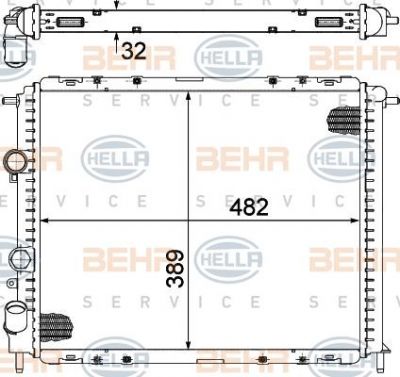 Hella 8MK 376 717-794 радиатор, охлаждение двигателя на RENAULT CLIO II (BB0/1/2_, CB0/1/2_)