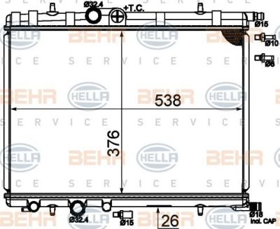 Hella 8MK 376 718-054 радиатор, охлаждение двигателя на PEUGEOT 206 SW (2E/K)