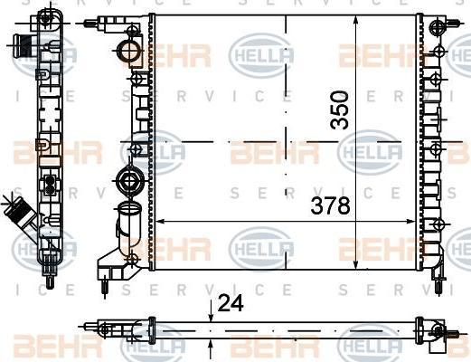 Hella 8MK 376 720-024 радиатор, охлаждение двигателя на RENAULT CLIO I (B/C57_, 5/357_)