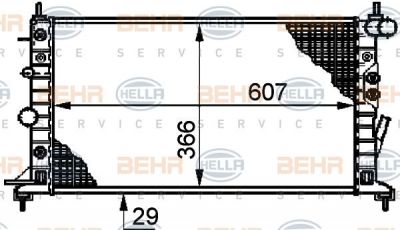 Hella 8MK 376 720-641 радиатор, охлаждение двигателя на OPEL VECTRA B универсал (31_)