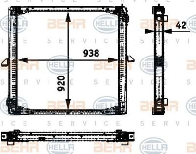 Hella 8MK 376 722-401 радиатор, охлаждение двигателя на MAN LION S COACH