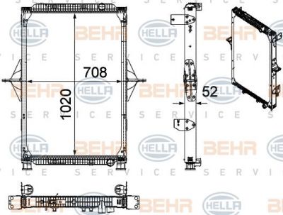 Hella 8MK 376 728-711 радиатор, охлаждение двигателя на RENAULT TRUCKS Magnum