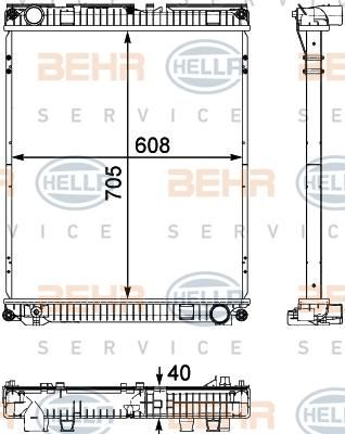 Hella 8MK 376 730-621 радиатор, охлаждение двигателя на MAN TGM