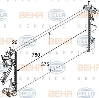 Hella 8MK 376 745-021 радиатор, охлаждение двигателя на PEUGEOT BOXER автобус