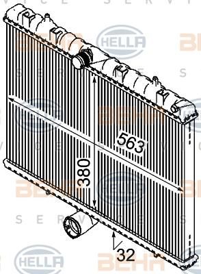Hella 8MK 376 745-134 радиатор, охлаждение двигателя на PEUGEOT EXPERT Tepee (VF3V_)