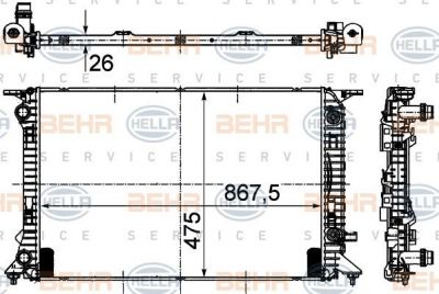 Hella 8MK 376 745-634 радиатор, охлаждение двигателя на AUDI A4 Allroad (8KH, B8)