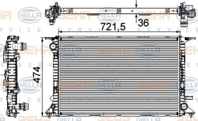 Hella 8MK 376 745-641 радиатор, охлаждение двигателя на AUDI A7 Sportback (4GA, 4GF)