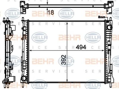 Hella 8MK 376 746-751 радиатор, охлаждение двигателя на RENAULT TWINGO II (CN0_)