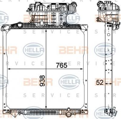 Hella 8MK 376 750-541 радиатор, охлаждение двигателя на MAN TGS