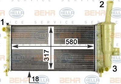 Hella 8MK 376 754-424 радиатор, охлаждение двигателя на FIAT PUNTO (188)