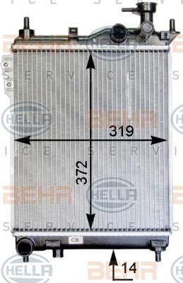 Hella 8MK 376 754-491 радиатор, охлаждение двигателя на HYUNDAI GETZ (TB)