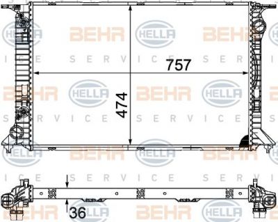 Hella 8MK 376 754-741 радиатор, охлаждение двигателя на AUDI A4 Avant (8K5, B8)