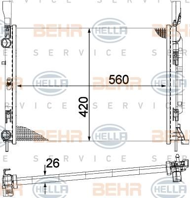 Hella 8MK 376 755-531 радиатор, охлаждение двигателя на RENAULT KANGOO / GRAND KANGOO (KW0/1_)