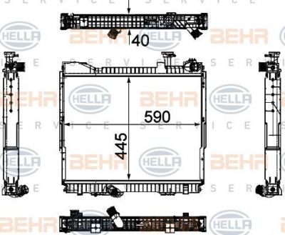 Hella 8MK 376 756-051 радиатор, охлаждение двигателя на NISSAN CABSTAR