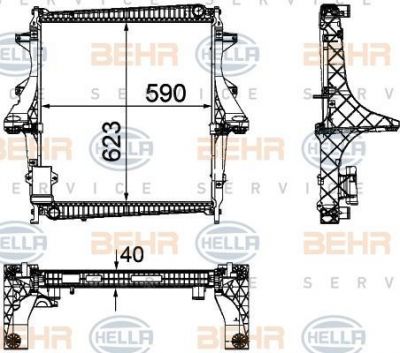 Hella 8MK 376 756-111 радиатор, охлаждение двигателя на RENAULT TRUCKS MASCOTT c бортовой платформой/ходовая часть