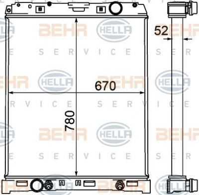 Hella 8MK 376 758-051 радиатор, охлаждение двигателя на MERCEDES-BENZ ATEGO