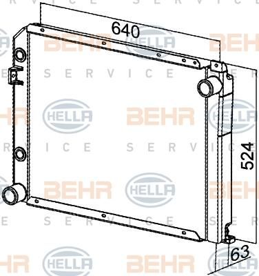 Hella 8MK 376 765-421 радиатор, охлаждение двигателя на MERCEDES-BENZ UNIMOG