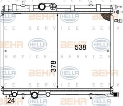 Hella 8MK 376 771-511 радиатор, охлаждение двигателя на PEUGEOT 206 SW (2E/K)