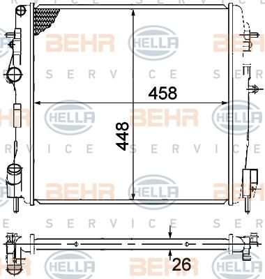 Hella 8MK 376 771-791 радиатор, охлаждение двигателя на RENAULT KANGOO (KC0/1_)