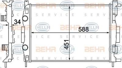 Hella 8MK 376 772-044 радиатор, охлаждение двигателя на RENAULT MEGANE II седан (LM0/1_)