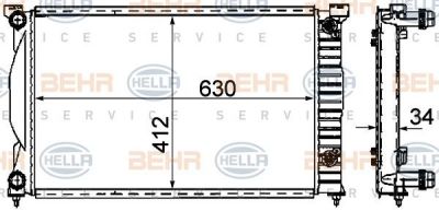 Hella 8MK 376 781-061 радиатор, охлаждение двигателя на AUDI A4 кабрио (8H7, B6, 8HE, B7)