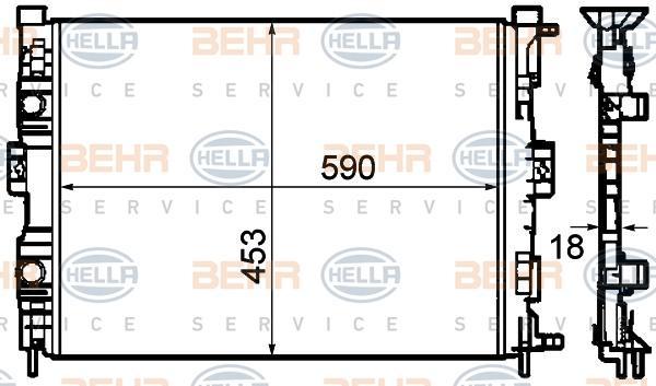 Hella 8MK 376 781-134 радиатор, охлаждение двигателя на RENAULT MEGANE II седан (LM0/1_)