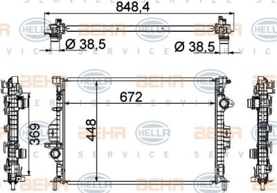 Hella 8MK 376 787-121 радиатор, охлаждение двигателя на VOLVO V70 III (BW)