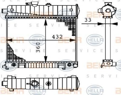 HELLA Радиатор охл. ДВС MB W202 1.8-2.3L/W210 2.0-2.3L.-AC =2025002003. 2025002603 (2025006103, 8MK376710-274)