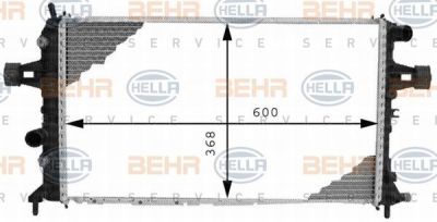 HELLA Радиатор охл. ДВС OPEL Astra G/Zafira 2,0D 98-04 (МКПП/с АС) (1300208, 8MK376710-334)