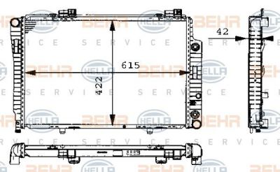 HELLA Радиатор охл. ДВС MB W202 93- 200D/220D/250D АККП/МКПП. +АС (2025003203, 8MK376711-194)