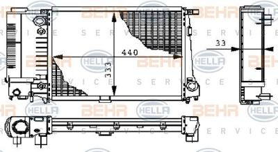 HELLA Радиатор E36 M40/M42/M43/M44/E34 M40/M43 МКПП,-AC =17111719996 (17111723537, 8MK376711-591)