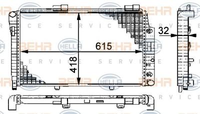 HELLA Радиатор W202 -00 АККП/МКПП 1.8-2.3L.+АС/2.4-2.8L.-AC (2025006703, 8MK376712-021)