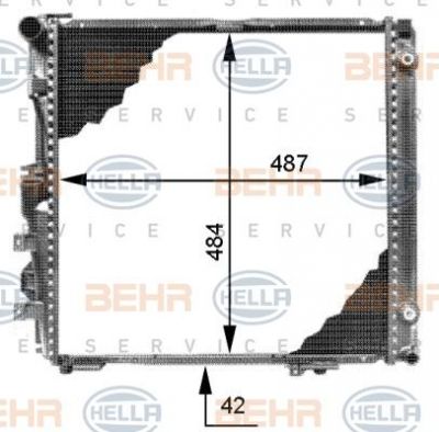 HELLA Радиатор двигателя: W126/85-91/260SE/300SE (8MK376713-291)