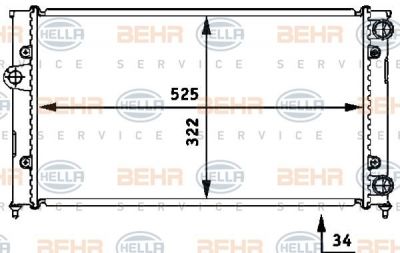 HELLA Радиатор охл. ДВС VW Golf/VENTO 92-98 1.8L (1H0121253R, 8MK376713-764)