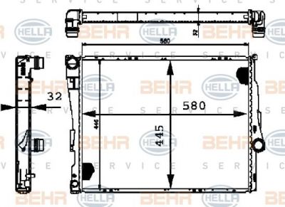 HELLA Радиатор двигателя E46 1.6-3.0/2.0D/3.0D 98- (17119071518, 8MK376716-251)