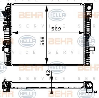 HELLA Радиатор охлаждения MB Atego 2 с 2004г> (8MK376721-271)