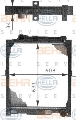 HELLA Радиатор охлаждения двигателя 629x608x34 MB MK-series (8MK376721-281)